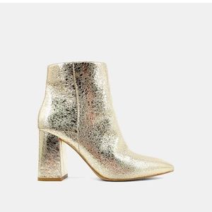 Gold Metallic Block Heel Bootie 6.5 SHU SHOP